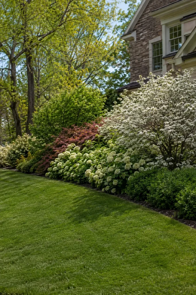 Native deep-rooted shrubs planted on a sloped front yard