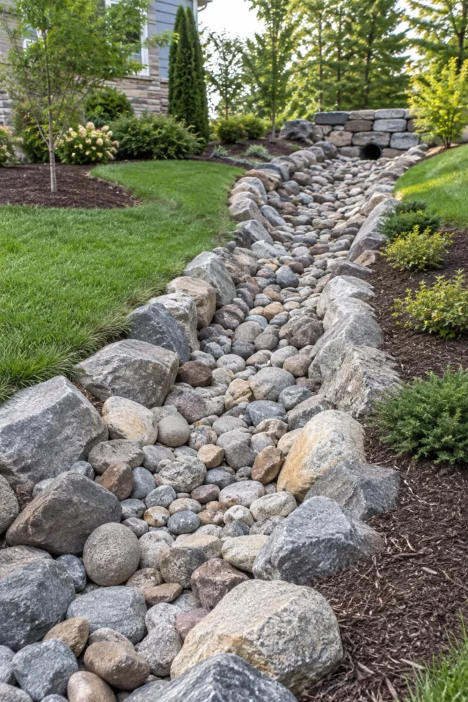 Rock mulch placed on a slope for erosion control